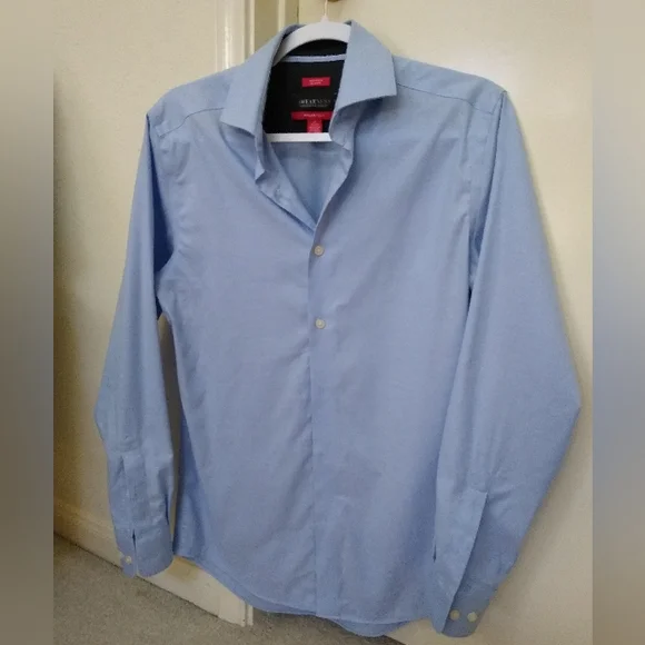 kenneth cole awear tech dress shirt Awearness Kenneth Cole Modern Fit 4-Way Stretch Dress Shirt for Men in Black Performance Button-Up Shirt, Size Large